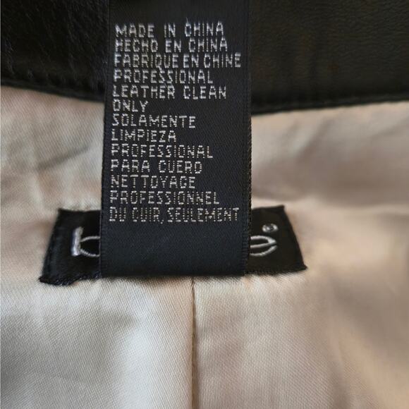 Vintage 90s Bebe Black Genuine Leather Trouser 4 Wide Leg Edgy Classic Wardrobe - Picture 14 of 14